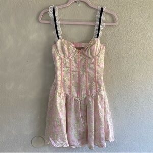 For Love & Lemons Tatiana Floral Corset Mini Dress